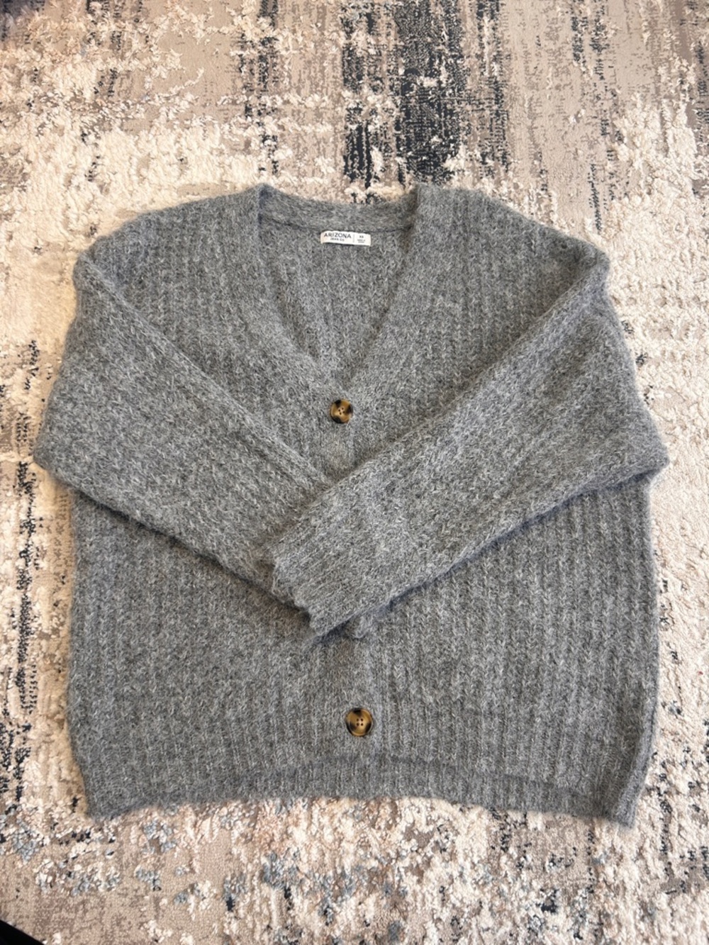 Arizona Jean Company Heather Gray V-Neck Button Cardigan
